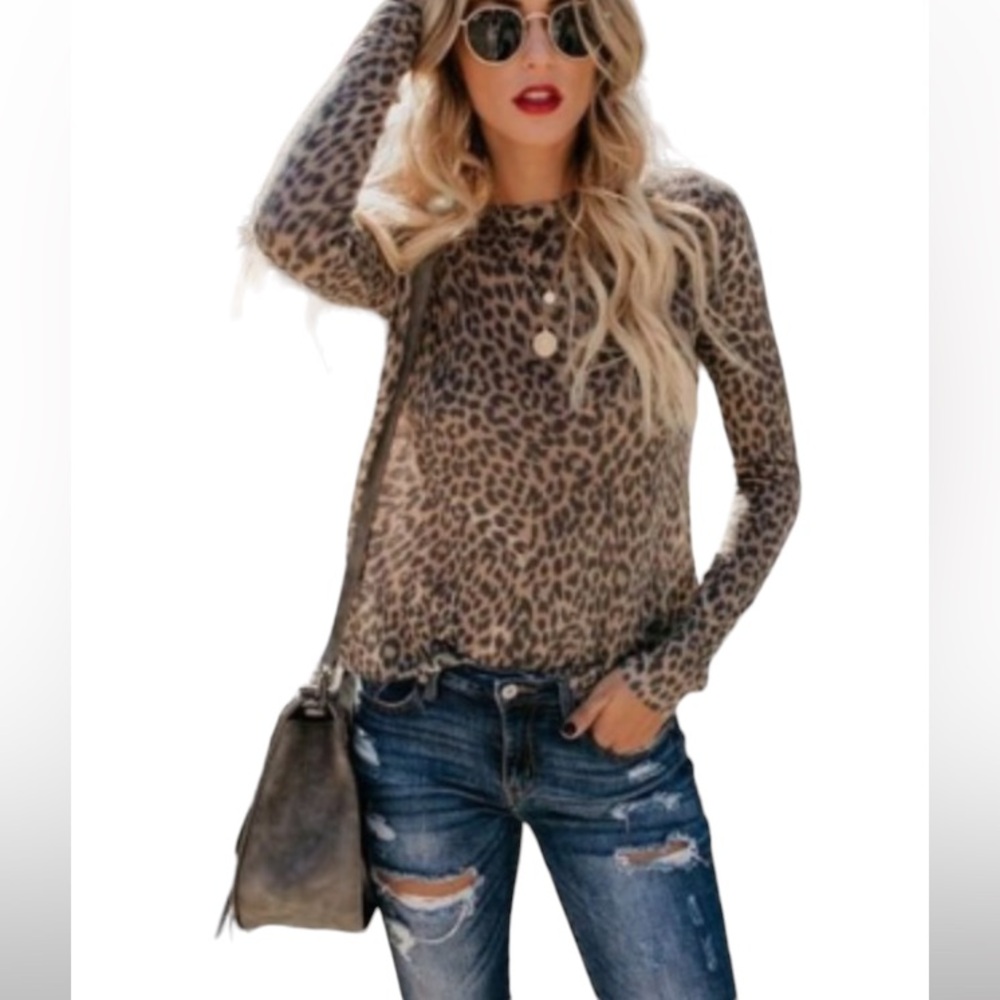 J Crew Thin Leopard Print Sweater Sz:S